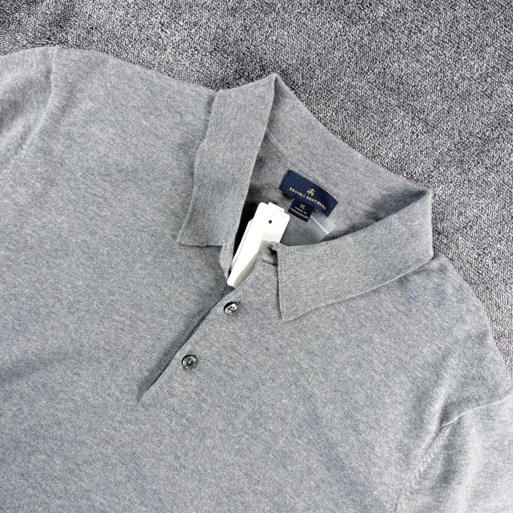 Brooks Brothers Mens XL Gray Cotton Knit Short Sleeve Polo Shirt NWT $89